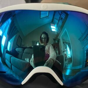 Blue Reflective Ski Goggles